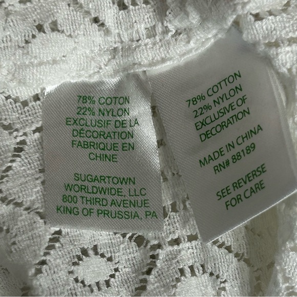 Lilly Pulitzer Inez White Eyelet Lace Diamond Geo Lace Resort Romantic Top Sz S - Picture 5 of 13